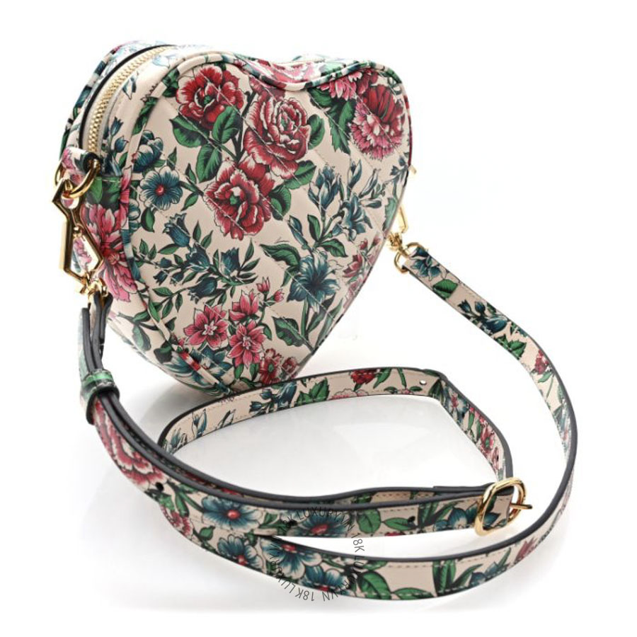 Túi Đeo Chéo Gucci Calfskin Brit Roses Print Matelasse Diagonal Mini Interlocking G Heart Shoulder Bag Multicolor Multicolor GDCB660