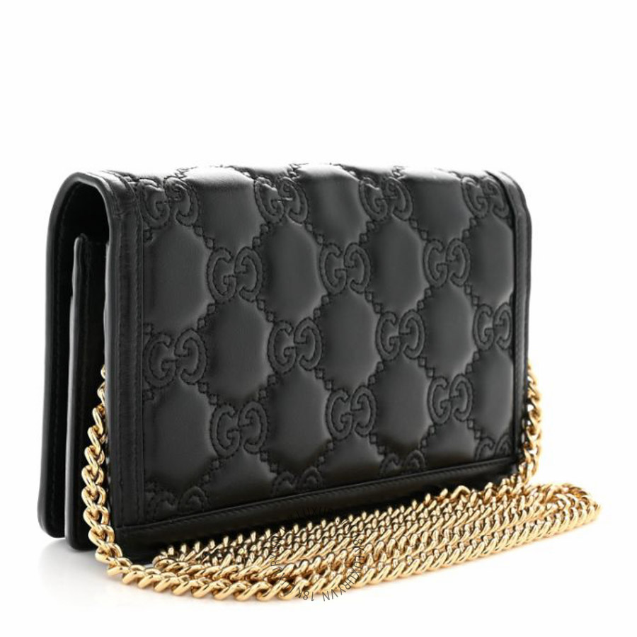 Túi đeo chéo Gucci Calfskin GG Matelasse Chain Wallet Black NFPG258