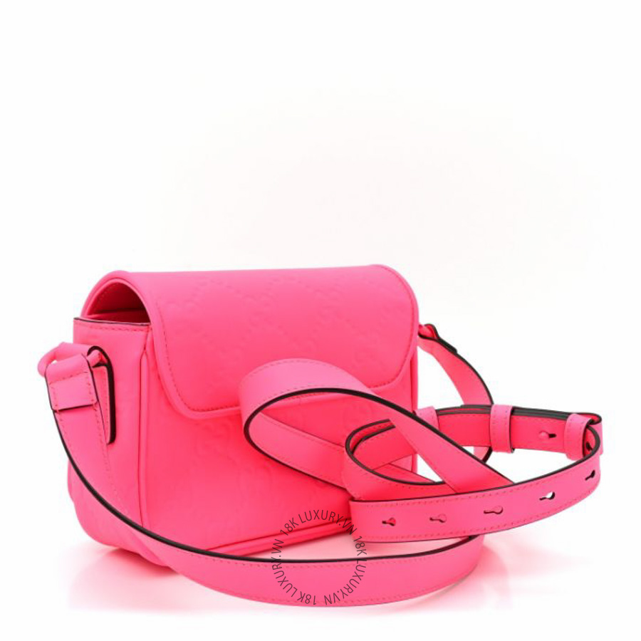Túi đeo chéo Gucci Calfskin GG Rubber effect Super Mini Bag Pink NFPG013
