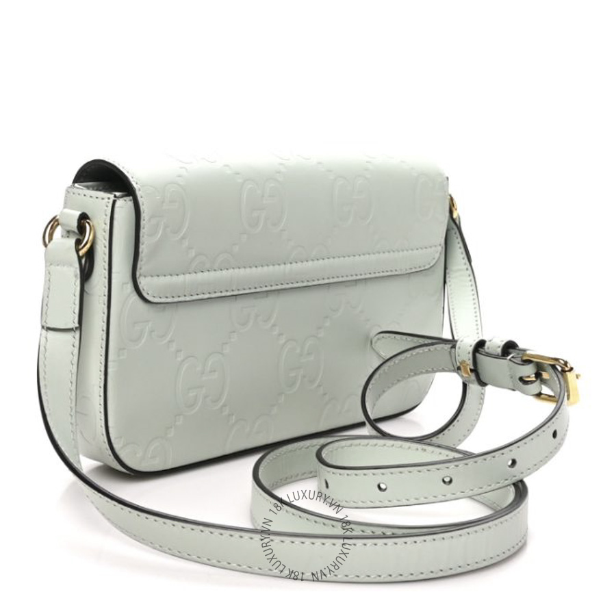 Túi Đeo Chéo Gucci Calfskin GG Super Mini Shoulder Bag Pale Green GDCB121