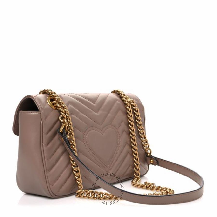 Túi đeo chéo Gucci Calfskin Matelasse Small GG Marmont Shoulder Bag Porcelain Rose NFPG569