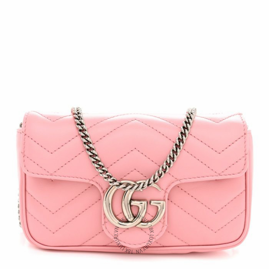 Túi đeo chéo Gucci Calfskin Matelasse Super Mini GG Marmont Shoulder Bag Wild Rose Wild Rose NFPG222