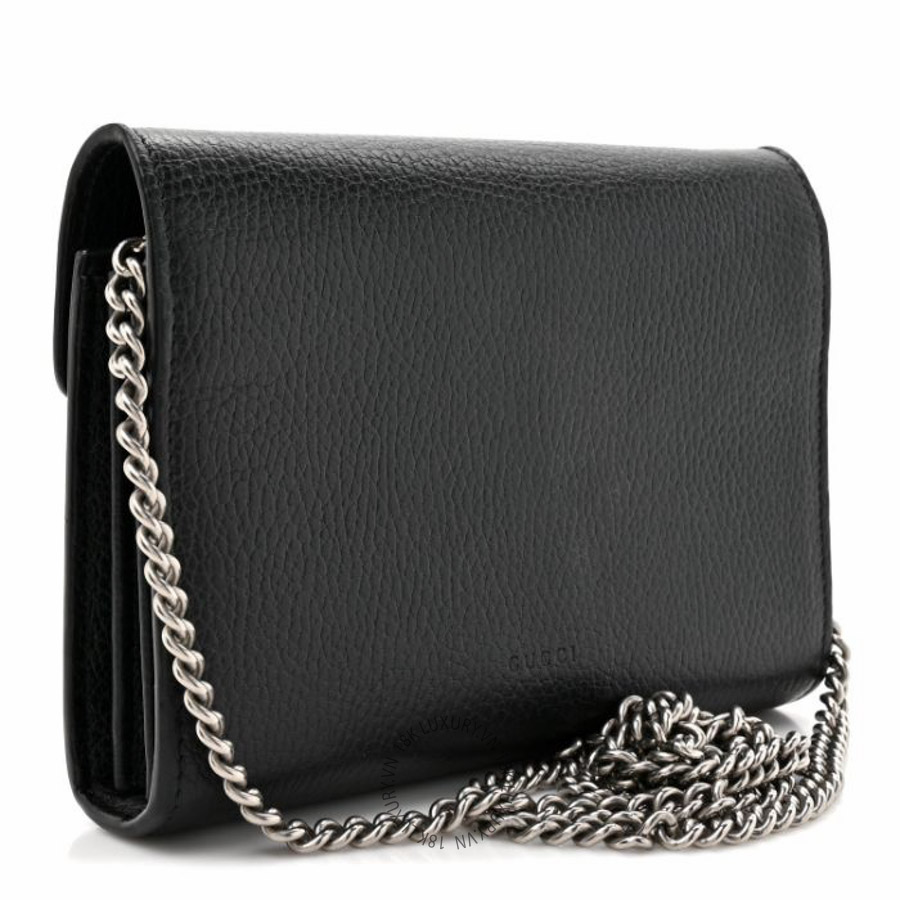 Túi đeo chéo Gucci Calfskin Mini Dionysus Chain Wallet Black NFPG370
