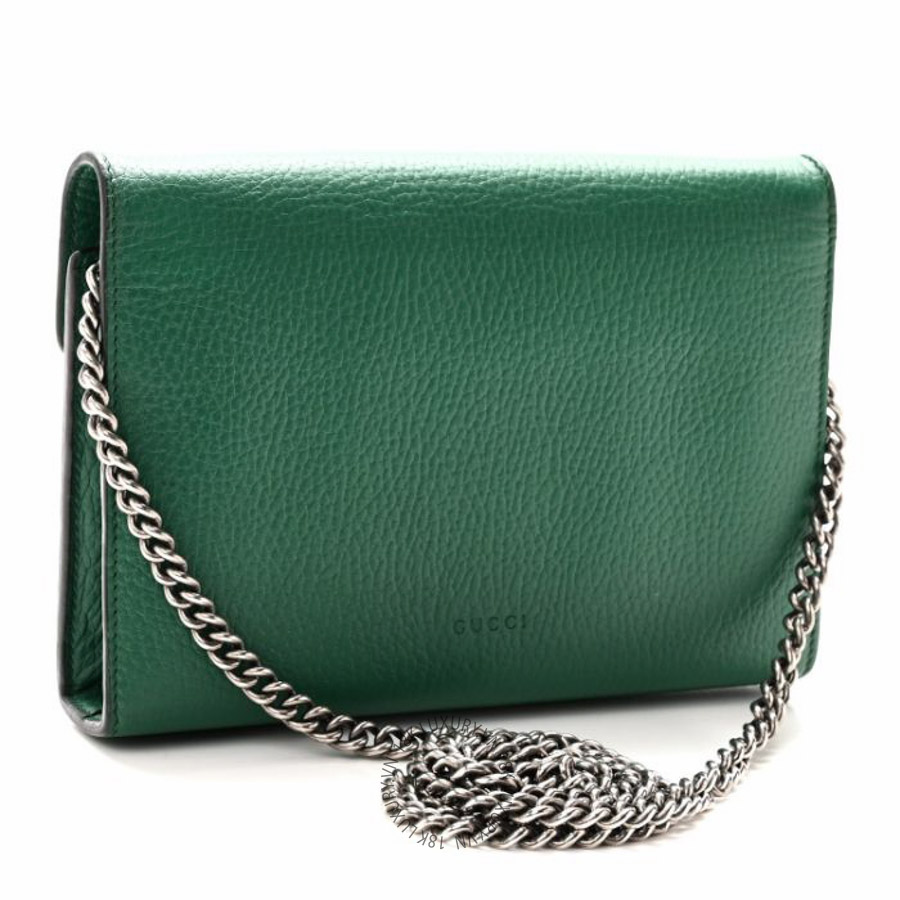 Túi đeo chéo Gucci Calfskin Mini Dionysus Chain Wallet Emerald NFPG082
