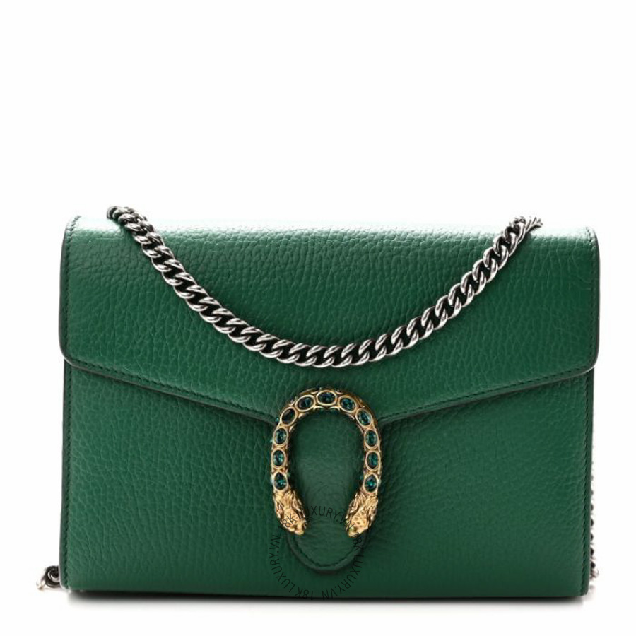 Túi đeo chéo Gucci Calfskin Mini Dionysus Chain Wallet Emerald NFPG082