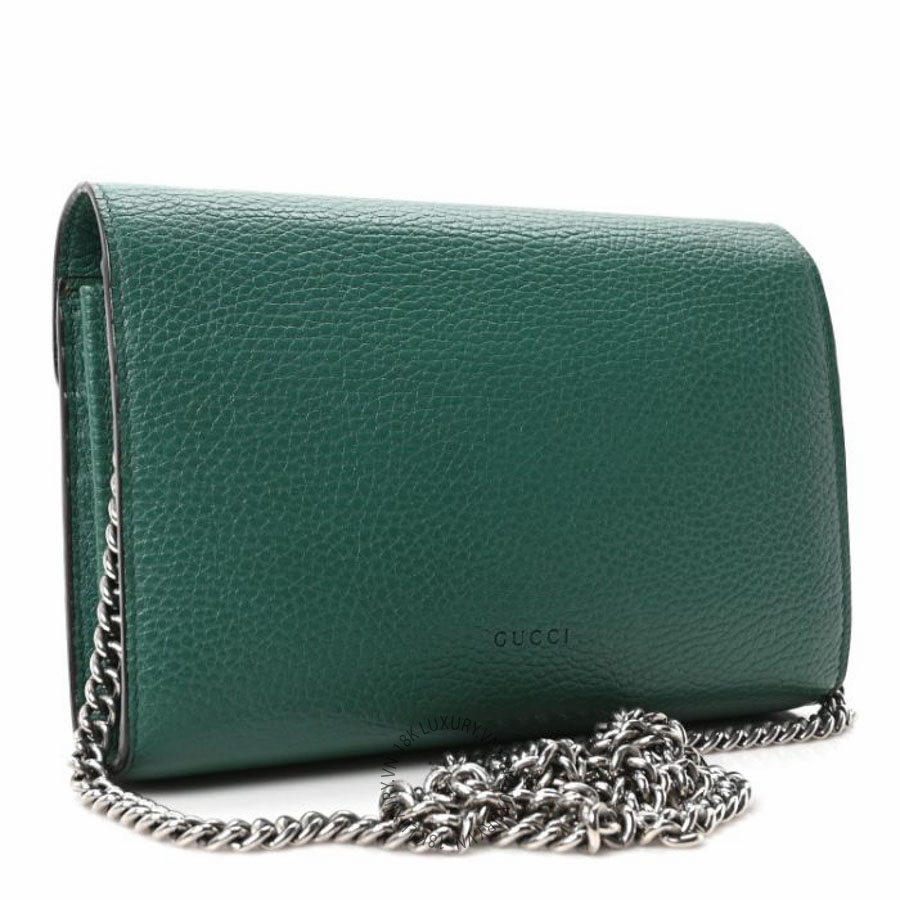Túi đeo chéo Gucci Calfskin Mini Dionysus Chain Wallet Emerald NFPG209
