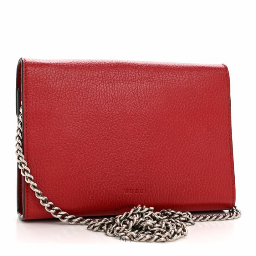 Túi đeo chéo Gucci Calfskin Mini Dionysus Chain Wallet Hibiscus Red NFPG237
