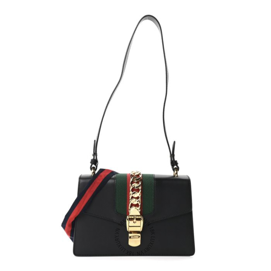 Túi Đeo Chéo Gucci Calfskin Small Sylvie Shoulder Bag Black GDCB279