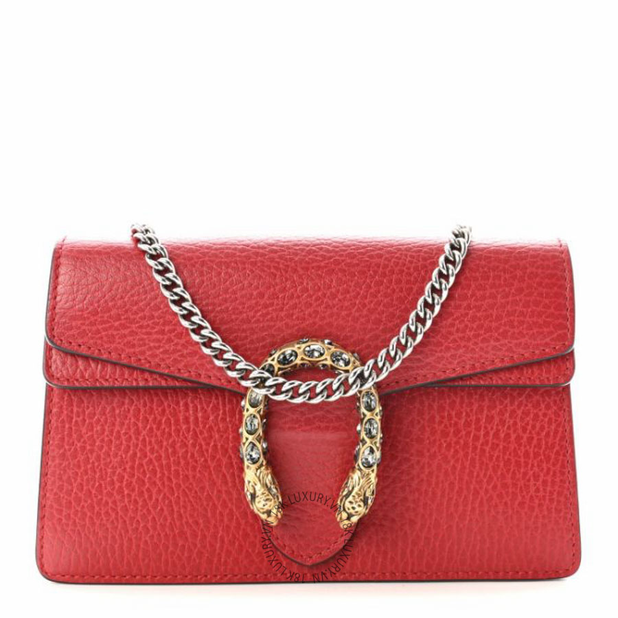 Túi đeo chéo Gucci Calfskin Super Mini Dionysus Shoulder Bag Hibiscus Red NFPG412