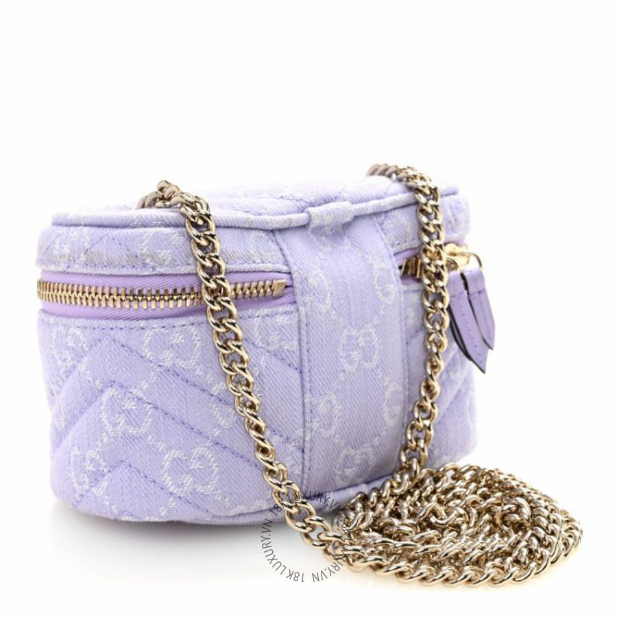 Túi đeo chéo Gucci Denim GG Monogram Nano GG Marmont Vanity Bag Light Purple NFPG378