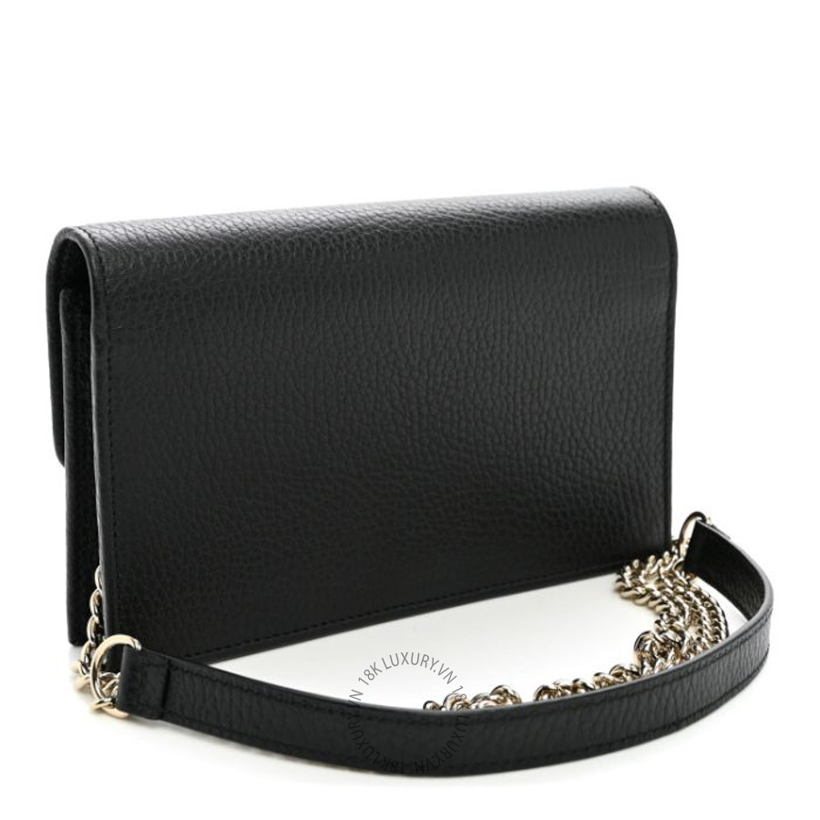 Túi đeo chéo Gucci Dollar Calfskin Interlocking G Chain Wallet Black GGC551
