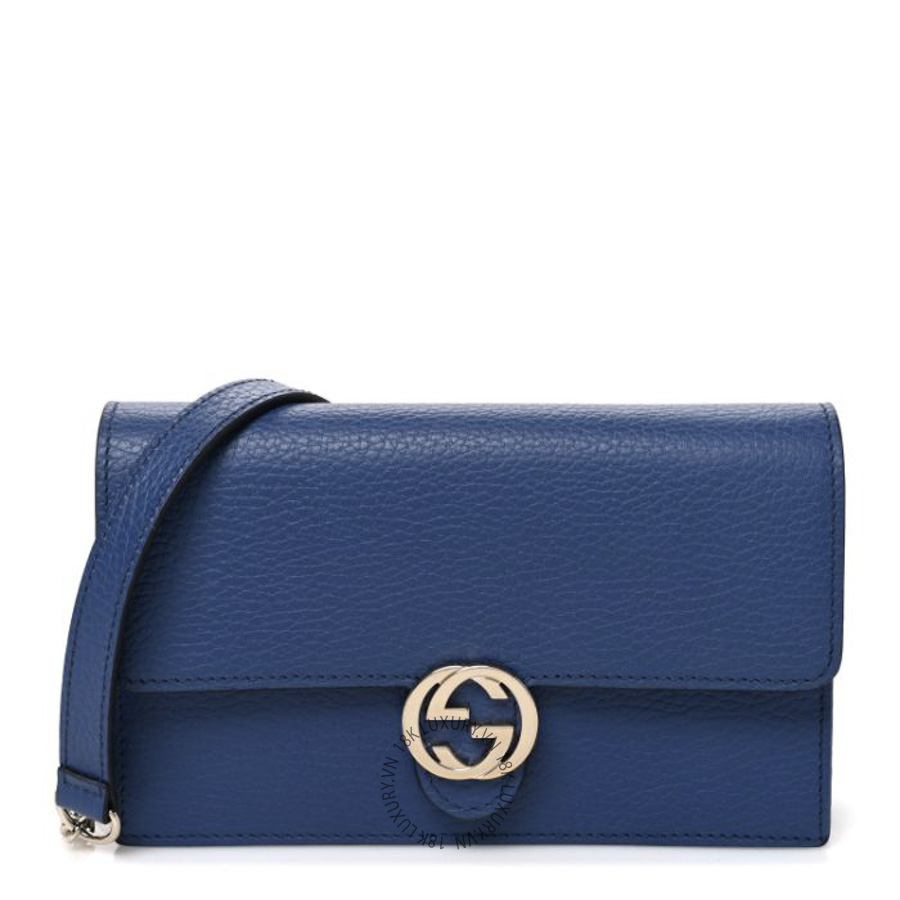 Túi Đeo Chéo Gucci Dollar Calfskin Interlocking G Chain Wallet Caspian GDCB356