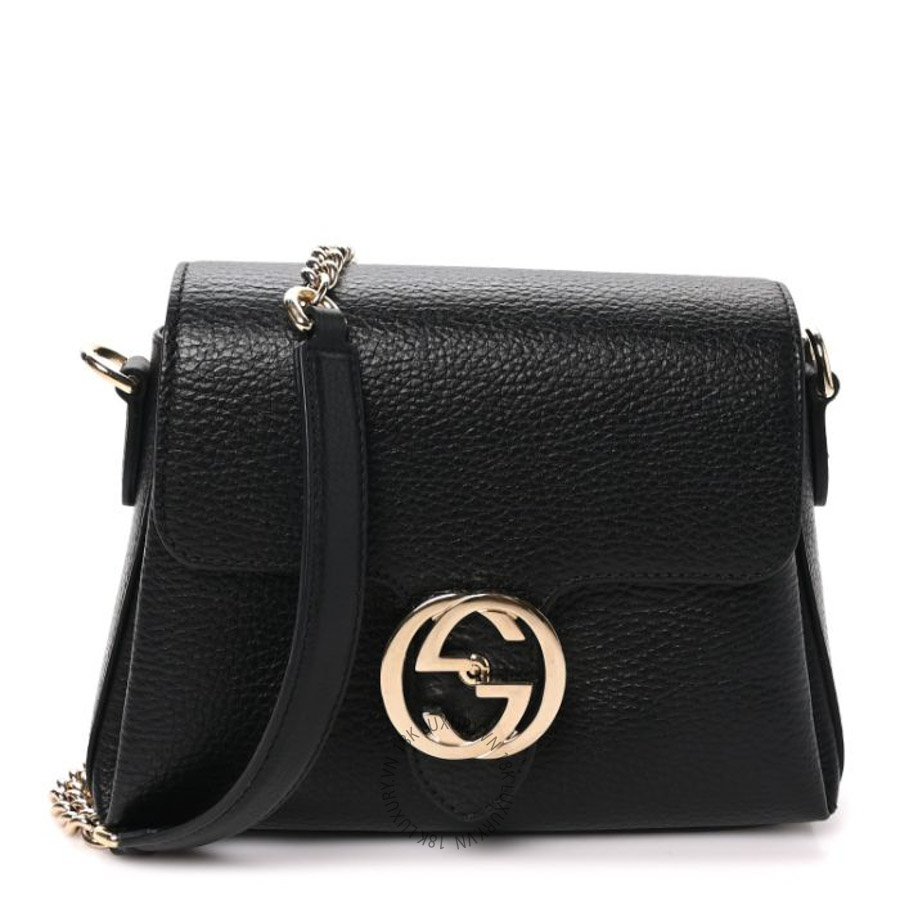 Túi đeo chéo Gucci Dollar Calfskin Interlocking G Crossbody Bag Black GGC670