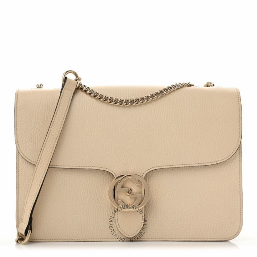 Túi đeo chéo Gucci Dollar Calfskin Interlocking G Shoulder Bag Ivoire NFPG609