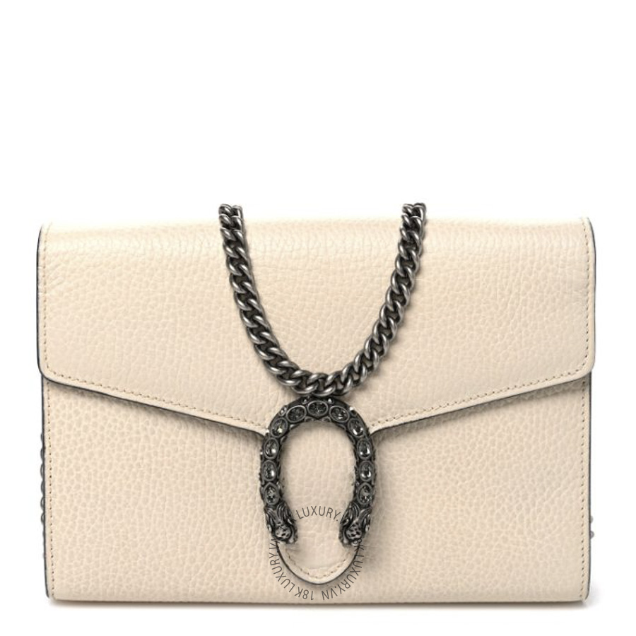 Túi Đeo Chéo Gucci Dollar Calfskin Mini Dionysus Chain Wallet Mystic White GDCB740