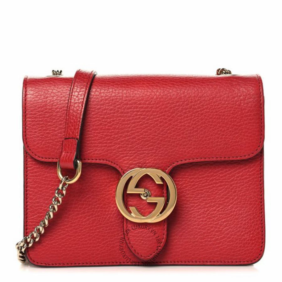 Túi đeo chéo Gucci Dollar Calfskin Small Interlocking G Shoulder Bag Red NFPG282