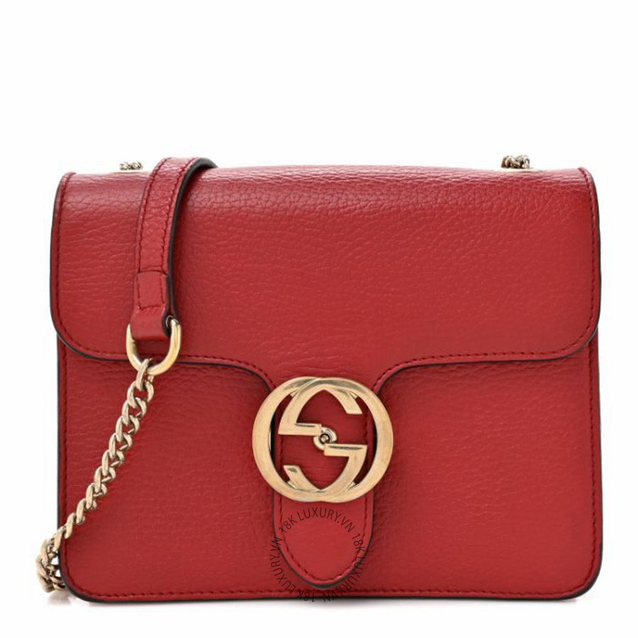 Túi đeo chéo Gucci Dollar Calfskin Small Interlocking G Shoulder Bag Red NFPG301