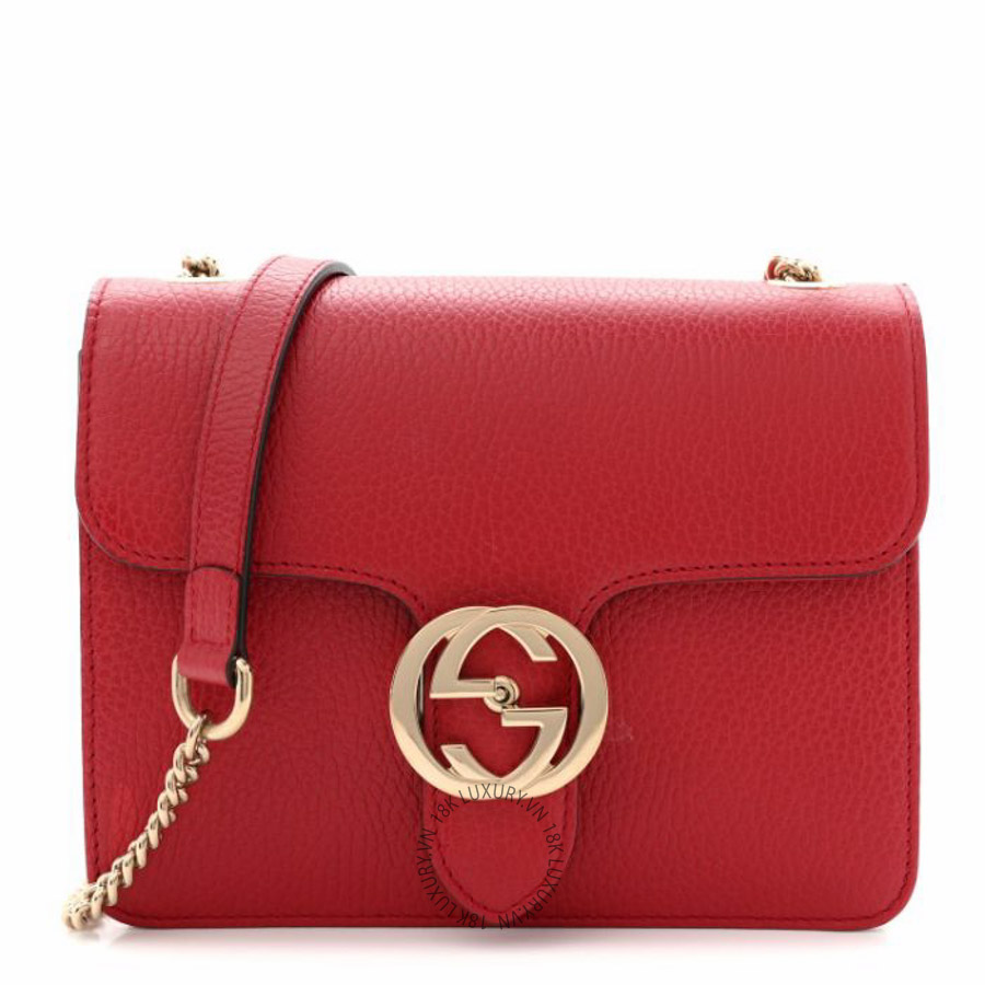 Túi đeo chéo Gucci Dollar Calfskin Small Interlocking G Shoulder Bag Red NFPG663