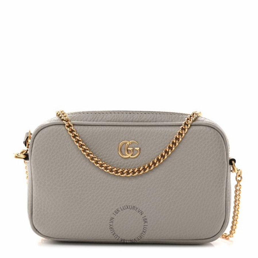 Túi đeo chéo Gucci Dollar Calfskin Super Mini GG Marmont Chain Shoulder Bag Deep Grey NFPG457