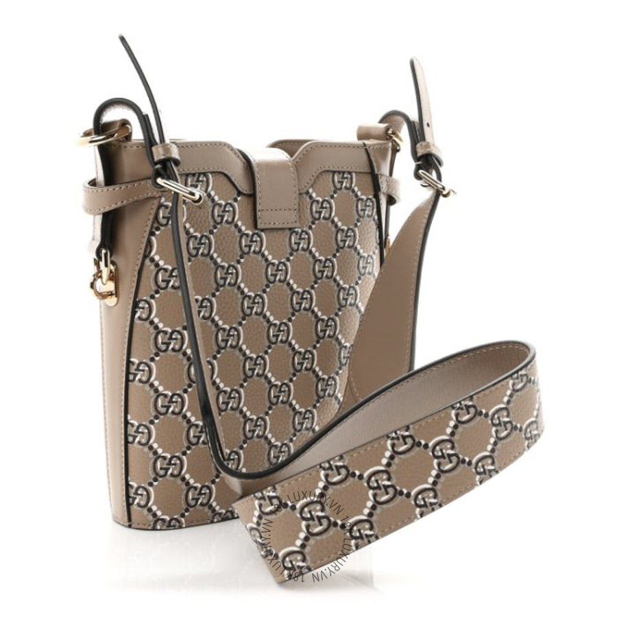 Túi Đeo Chéo Gucci GG Shadow Monogram Mini Bucket Bag Beige GDCB520