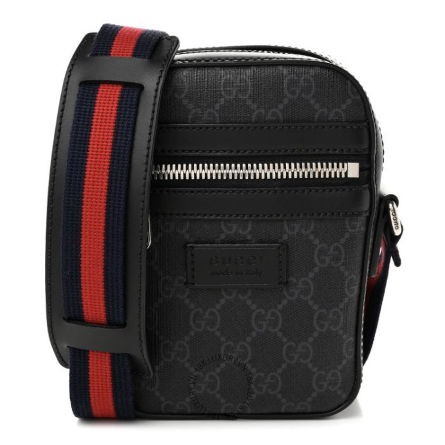 Túi Đeo Chéo Gucci GG Supreme Monogram Appia Calfskin Web Small Camera Messenger Bag Black Grey GDCB481