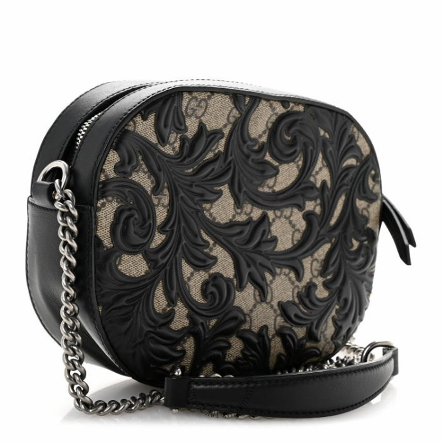 Túi đeo chéo Gucci GG Supreme Monogram Arabesque Mini Chain Shoulder Bag Beige Black NFPG469