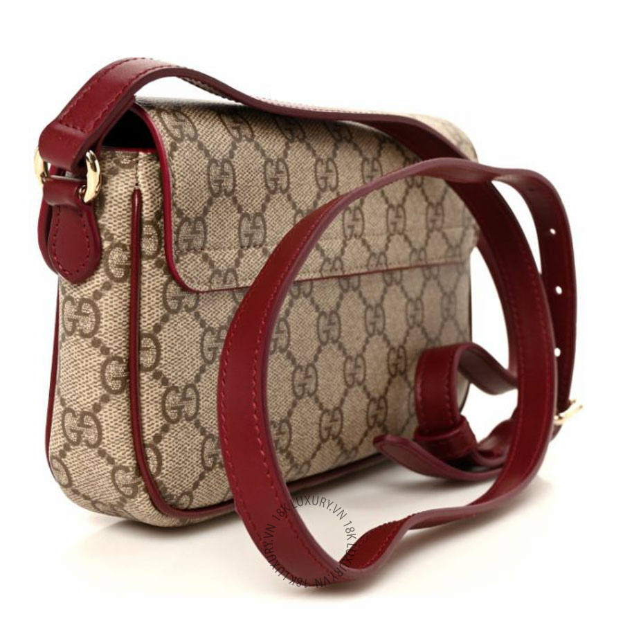 Túi đeo chéo Gucci GG Supreme Monogram Cat Print Mini Shoulder Bag Beige Ebony Rosso Ancora NFPG178