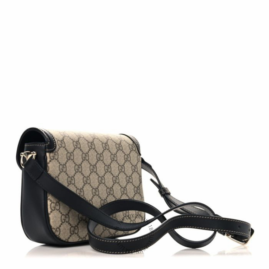 Túi đeo chéo Gucci GG Supreme Monogram Horsebit 1955 Soft Small Shoulder Bag Beige Black NFPG550