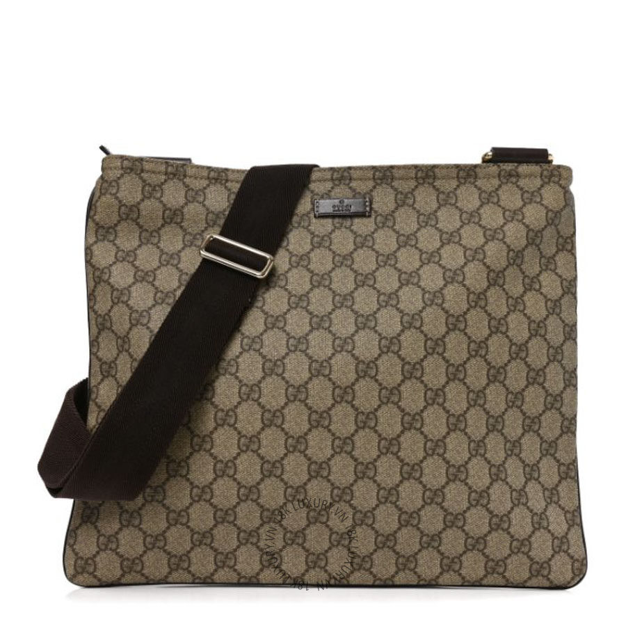 Túi Đeo Chéo Gucci GG Supreme Monogram Medium Flat Messenger Bag Dark Brown GDCB310