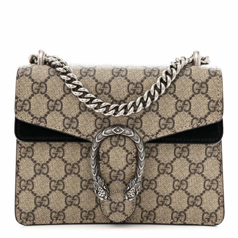 Túi đeo chéo Gucci GG Supreme Monogram Mini Dionysus Shoulder Bag Black NFPG598