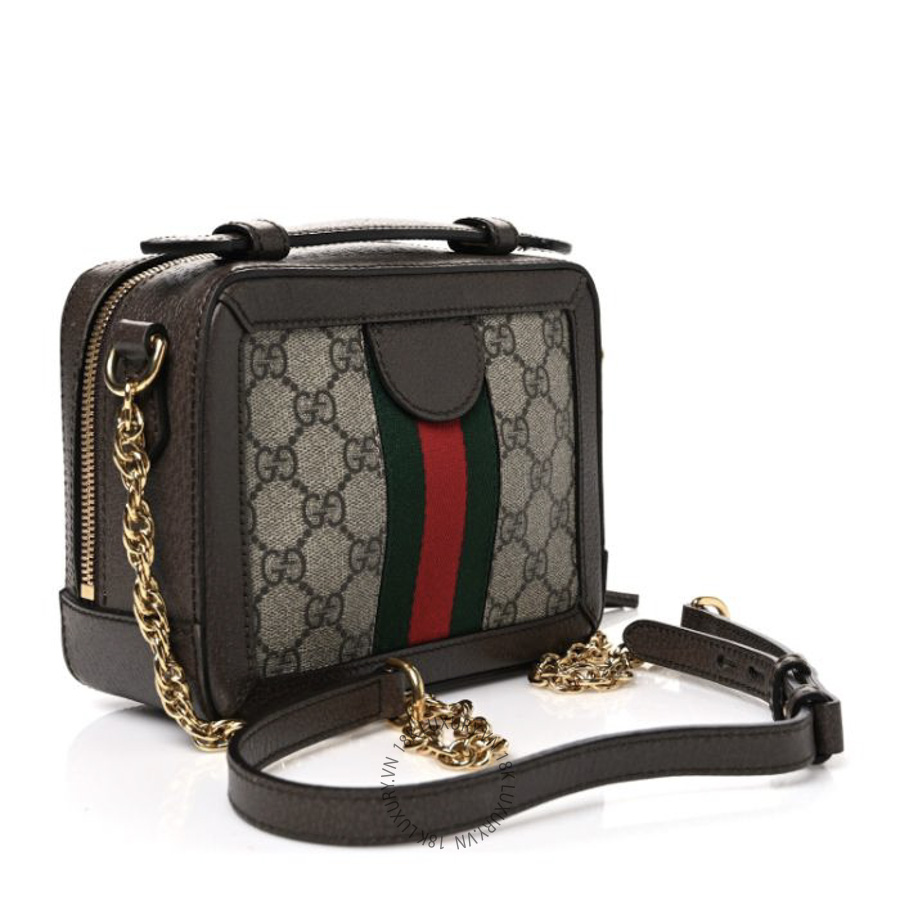 Túi Đeo Chéo Gucci GG Supreme Monogram Mini Ophidia Top Handle Shoulder Bag Brown GDCB516