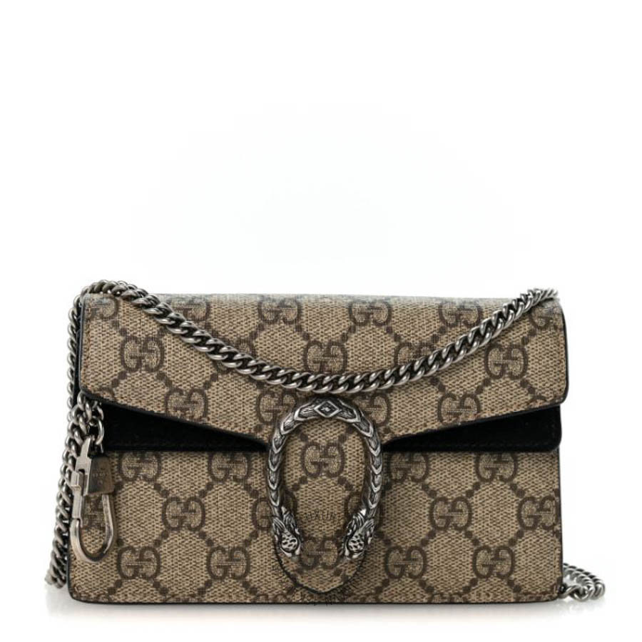 Túi đeo chéo Gucci GG Supreme Monogram Super Mini Dionysus Shoulder Bag Black GGC608