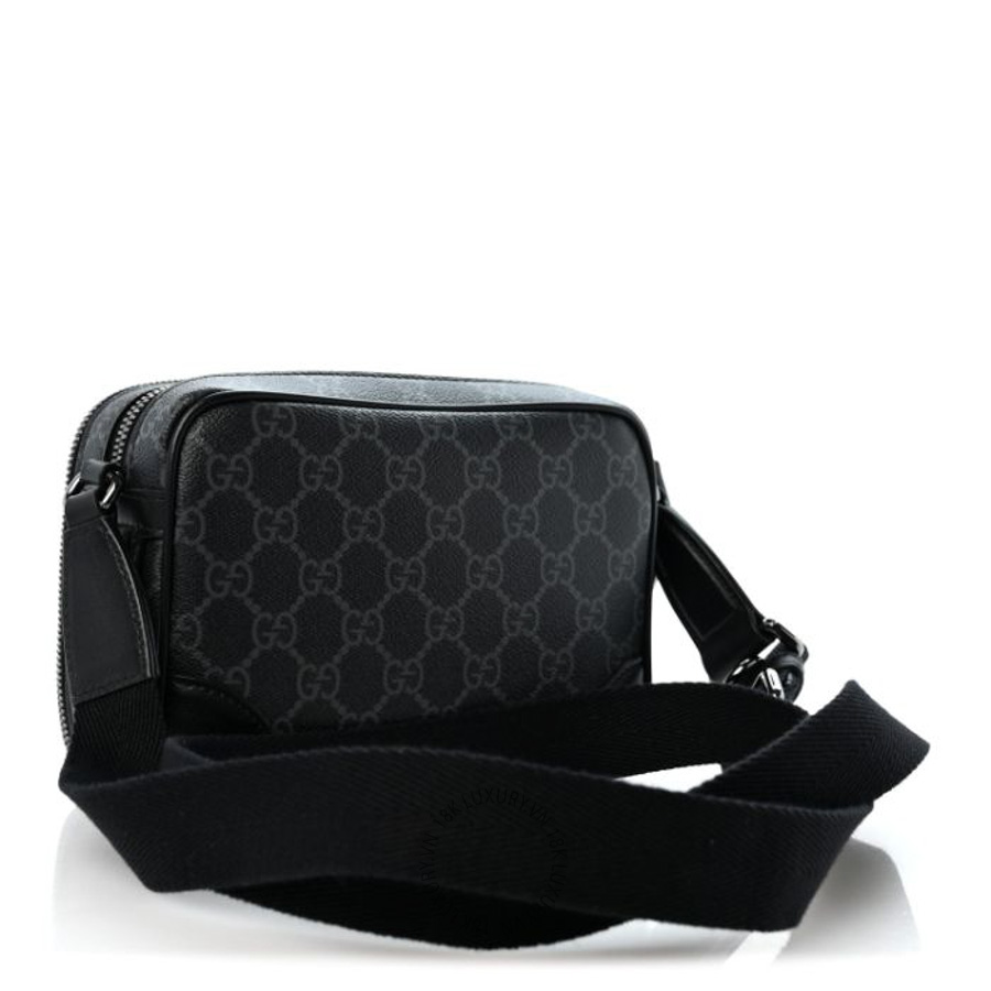 Túi đeo chéo Gucci GG Supreme Monogram Textured Calfskin Emblem Mini Crossbody Black GGC658