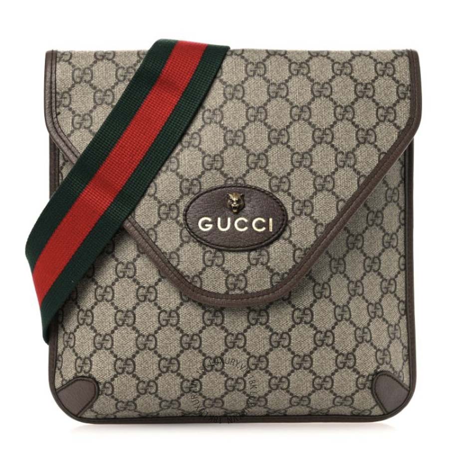 Túi Đeo Chéo Gucci GG Supreme Monogram Web Medium Neo Vintage Flap Messenger Bag Beige New Acero GDCB714