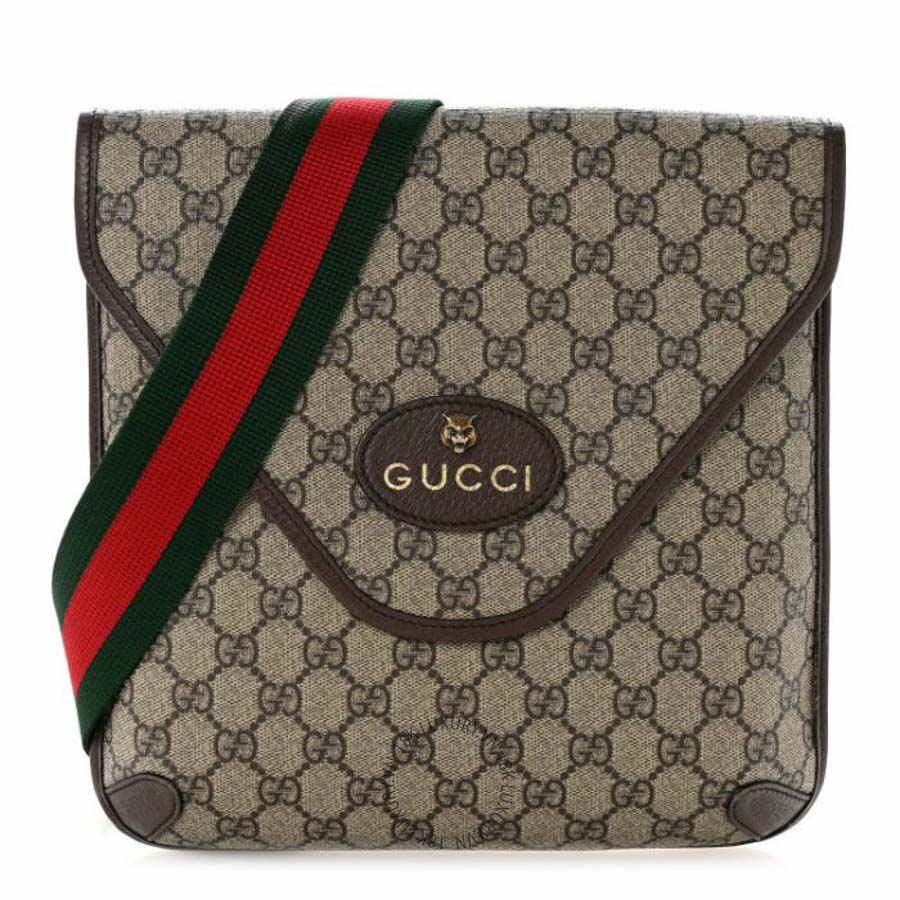 Túi đeo chéo Gucci GG Supreme Monogram Web Medium Neo Vintage Flap Messenger Bag Beige New Acero NFPG436