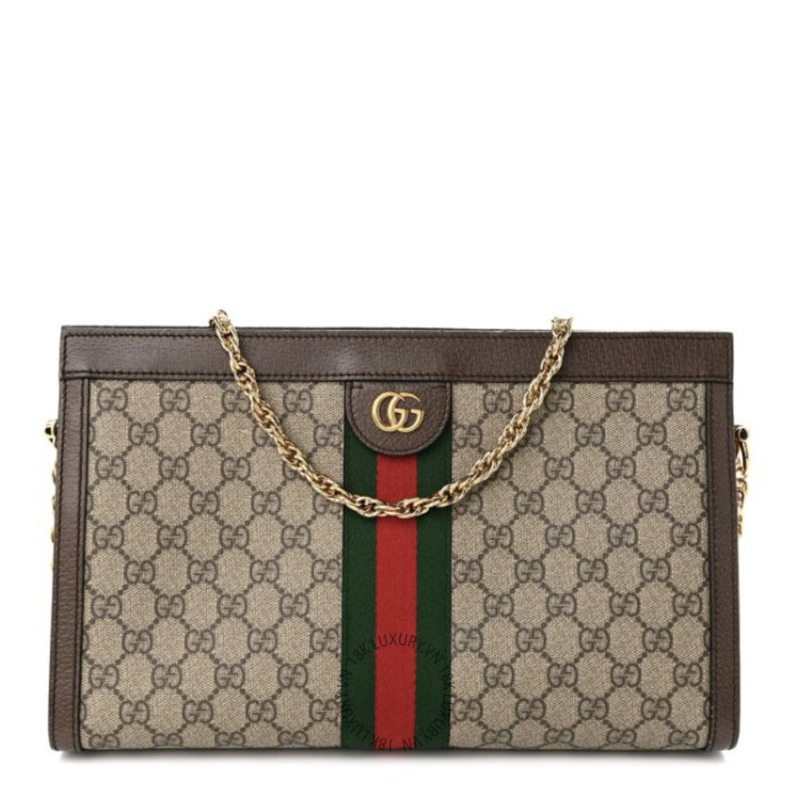 Túi Đeo Chéo Gucci GG Supreme Monogram Web Medium Ophidia Chain Shoulder Bag Brown GDCB477