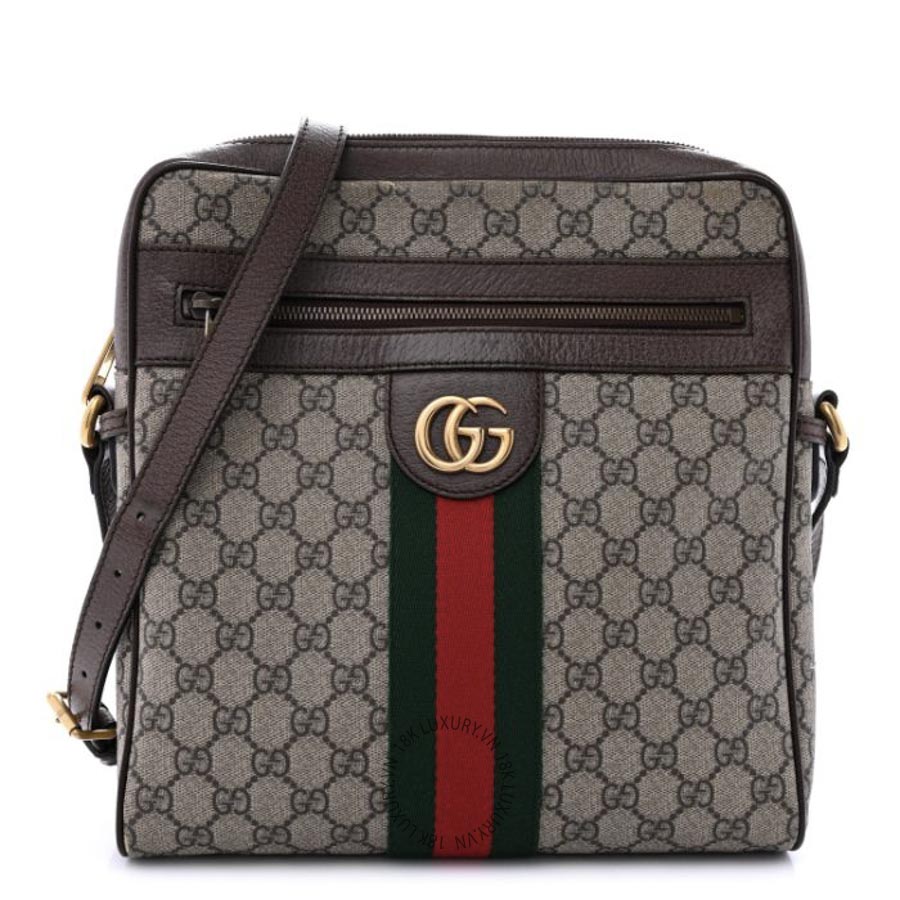 Túi Đeo Chéo Gucci GG Supreme Monogram Web Medium Ophidia Messenger Bag Brown GDCB511