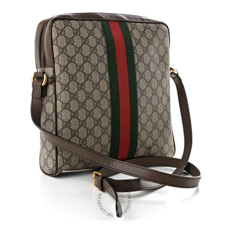Túi Đeo Chéo Gucci GG Supreme Monogram Web Medium Ophidia Messenger Bag Brown GDCB512
