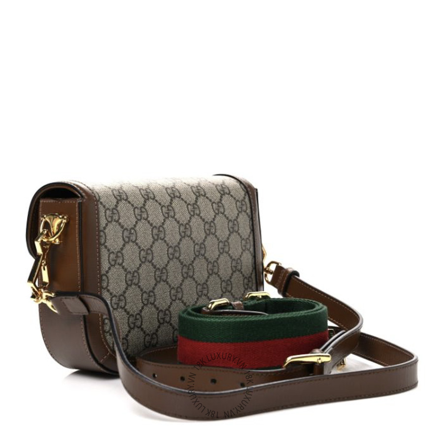 Túi Đeo Chéo Gucci GG Supreme Monogram Web Mini Horsebit 1955 Shoulder Bag Beige Brown Sugar GDCB147