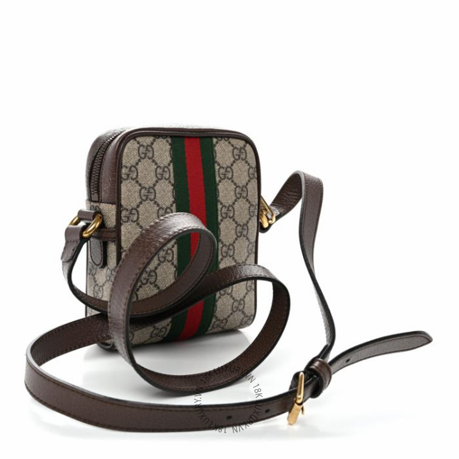Túi đeo chéo Gucci GG Supreme Monogram Web Mini Ophidia Messenger Brown Brown NFPG505