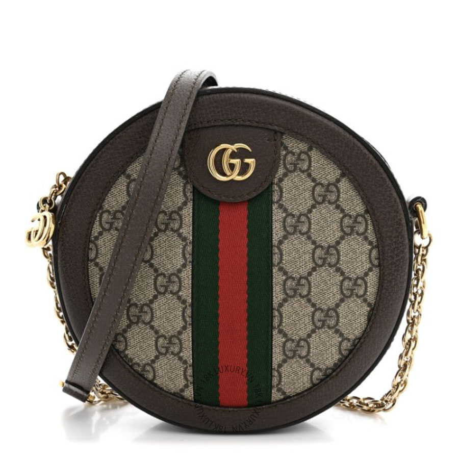Túi Đeo Chéo Gucci GG Supreme Monogram Web Mini Ophidia Round Shoulder Bag Brown GDCB561