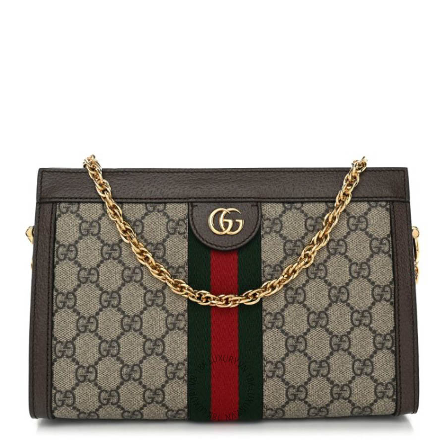Túi đeo chéo Gucci GG Supreme Monogram Web Small Ophidia Chain Shoulder Bag Brown GGC601