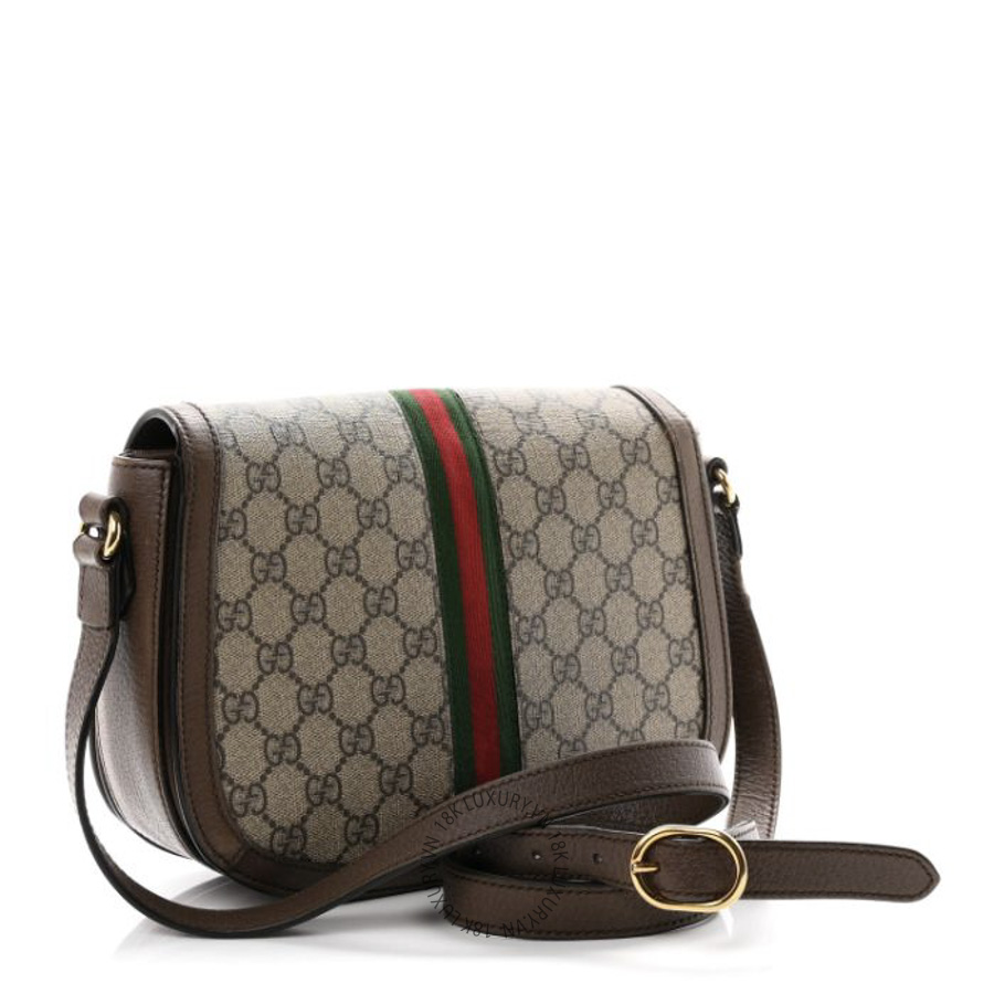 Túi Đeo Chéo Gucci GG Supreme Monogram Web Small Ophidia Flap Messenger Bag Brown GDCB165