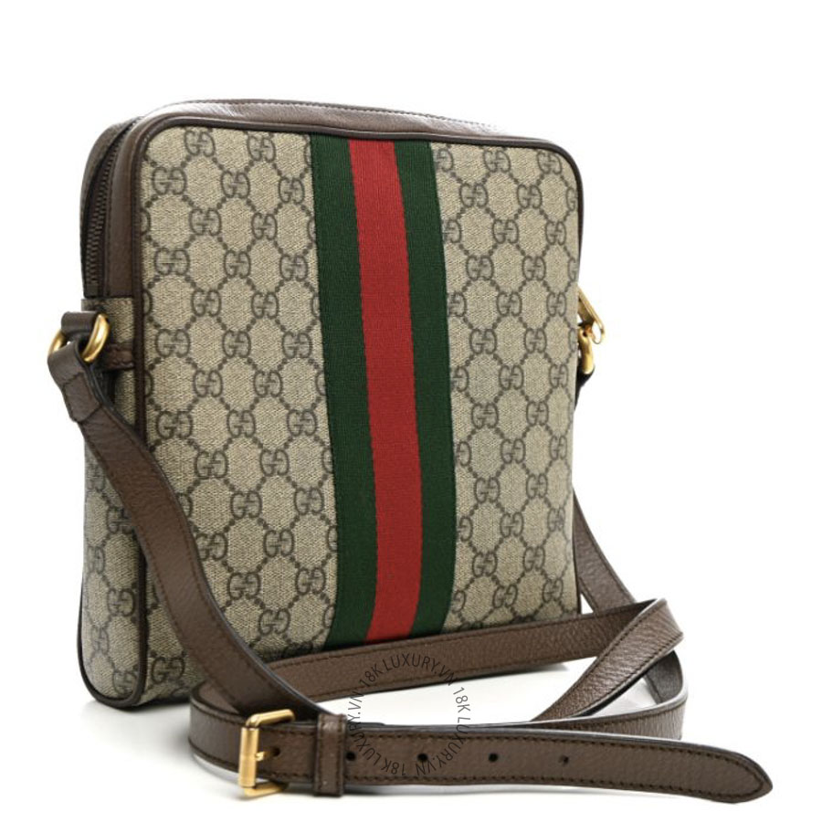 Túi Đeo Chéo Gucci GG Supreme Monogram Web Small Ophidia Messenger Bag Brown GDCB400