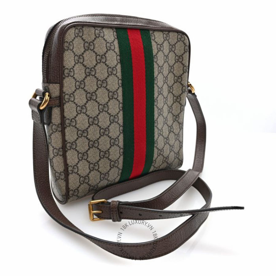 Túi đeo chéo Gucci GG Supreme Monogram Web Small Ophidia Messenger Bag Brown NFPG033