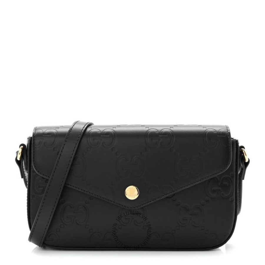 Túi Đeo Chéo Gucci Gilbert Calfskin GG Super Mini Shoulder Bag Black GDCB238