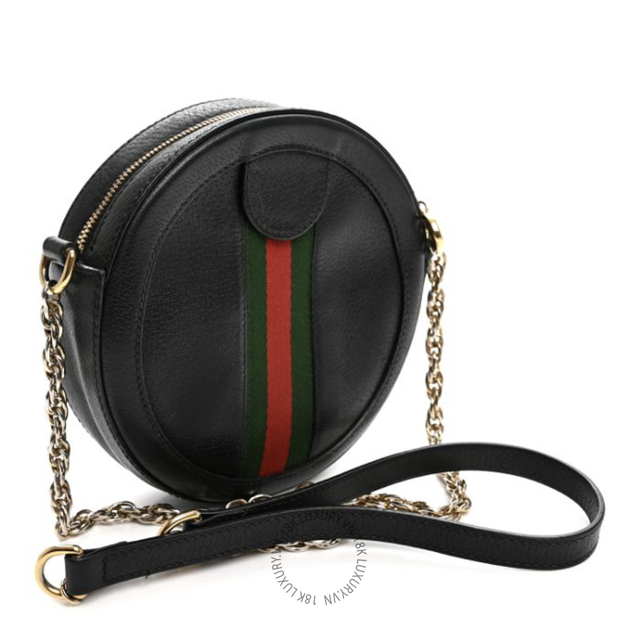 Túi Đeo Chéo Gucci Grained Calfskin Web Mini Ophidia Round Shoulder Bag Black GDCB622