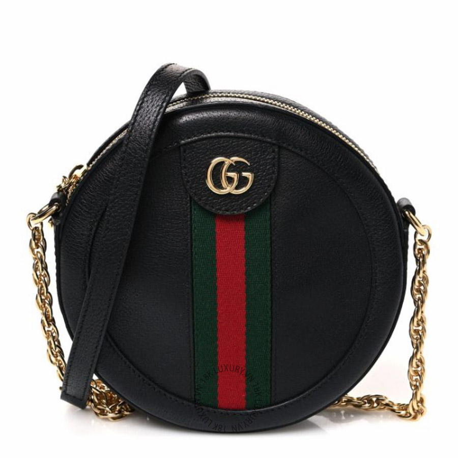Túi đeo chéo Gucci Grained Calfskin Web Mini Ophidia Round Shoulder Bag Black NFPG020
