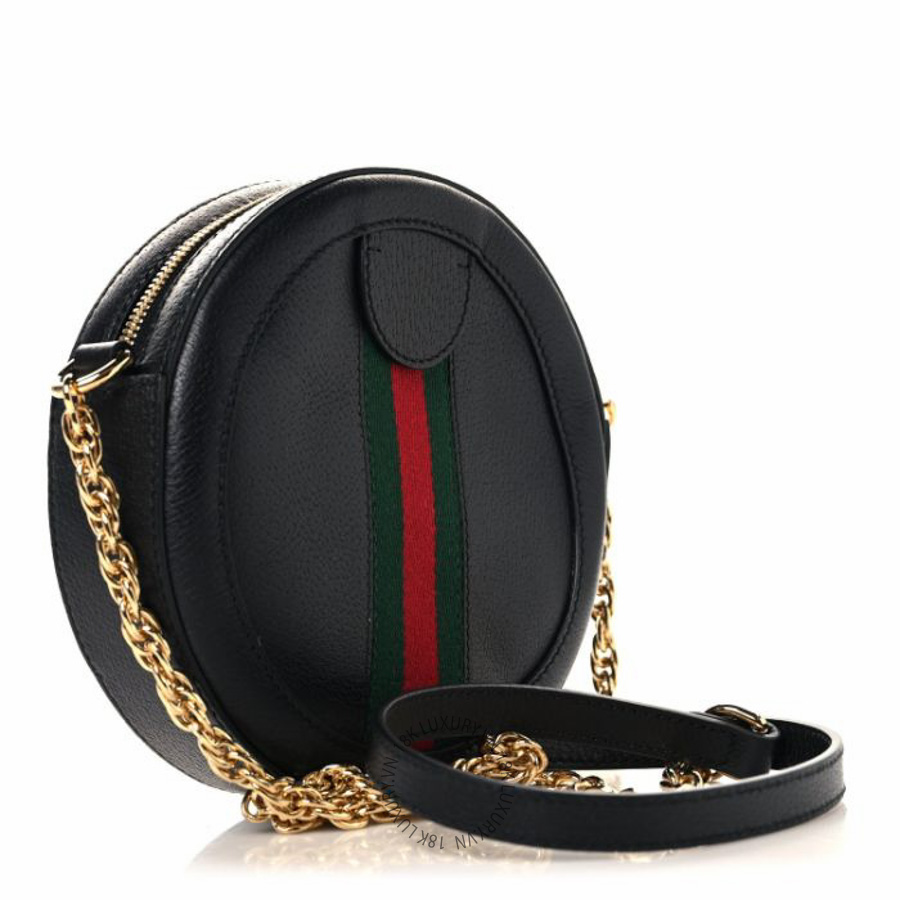 Túi đeo chéo Gucci Grained Calfskin Web Mini Ophidia Round Shoulder Bag Black NFPG305