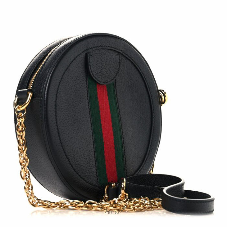 Túi đeo chéo Gucci Grained Calfskin Web Mini Ophidia Round Shoulder Bag Black NFPG592